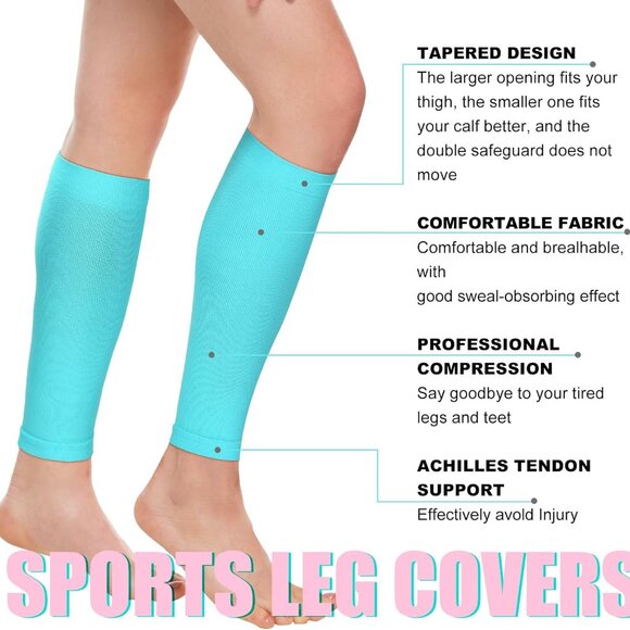 6 Pairs Calf Compression Sleeve Women Footless Compression Stockings Elastic Leg - Picture 2 of 5